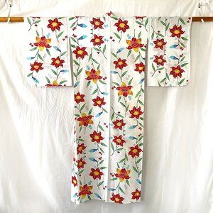 Vintage Japanese Tiger Lily Yukata Kimono - Cotton for Summer